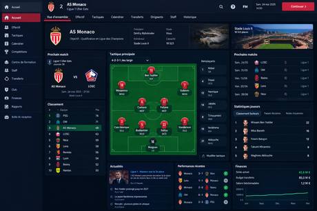 Interface d'application de gestion façon Football Manager