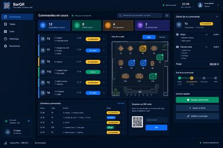 Interface de l'application de gestion de commandes BarQR