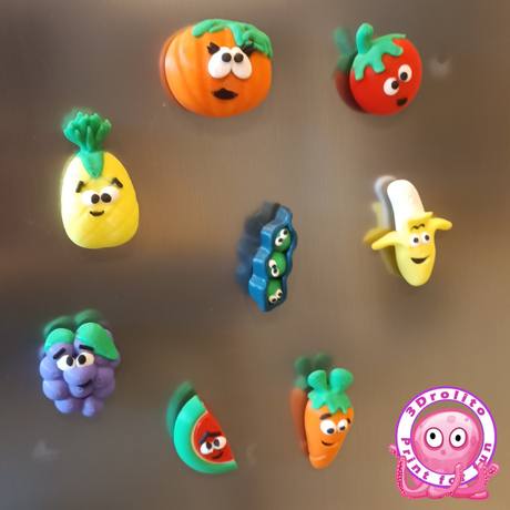 Magnets décoratifs imprimés en 3D en forme de fruits et légumes