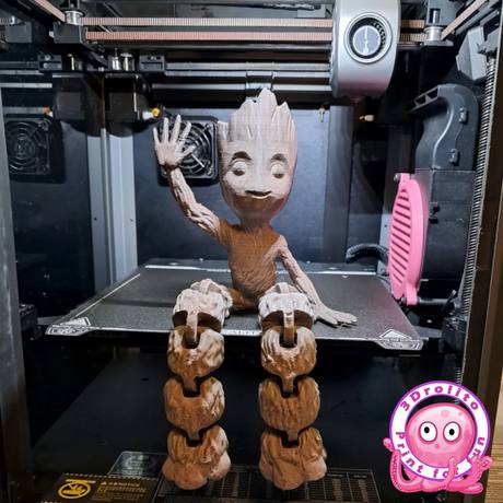 Figurine Groot imprimée en 3D directement sur le plateau